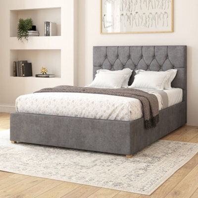 Aspire Olivier Electric Adjustable Bed Upholstered With Pocket Sprung Mattress Uk Made, Plush Steel, Size Single - image 1