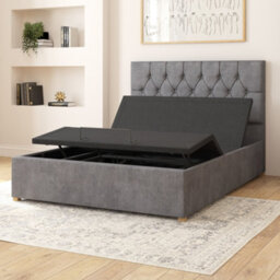 Aspire Olivier Electric Adjustable Bed Upholstered With Pocket Sprung Mattress Uk Made, Plush Steel, Size Single - thumbnail 4