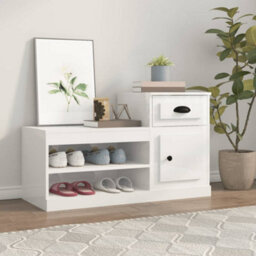 Walplus Shoe Cabinet High Gloss White 100X42X60 Cm Engineered Wood