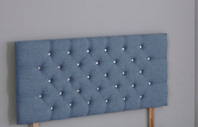 Comfy Deluxe 4Ft6 Double 26Inch     Denim Linen Chesterfield Headboard
