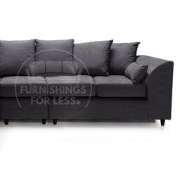 Furnishings For Less UK Casper Soft Chenille Fabric 5 Seater L Shaped Corner Sofa  Black Left Hand Facing - Scatter Back - thumbnail 3