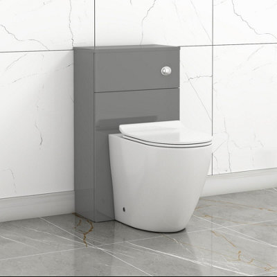 Royal Bathrooms Grey Gloss 500mm Wc Toilet Unit With Short Projection Rimless Btw Pan - image 1