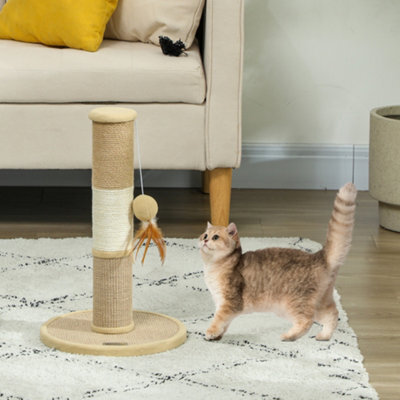 Pawhut Cat Scratching Post With Jute Sisal Rope Toy Ball, 47Cm, Tall Brown - image 1