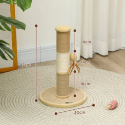 Pawhut Cat Scratching Post With Jute Sisal Rope Toy Ball, 47Cm, Tall Brown - thumbnail 3