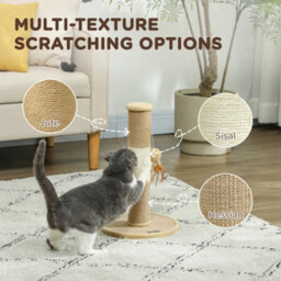 Pawhut Cat Scratching Post With Jute Sisal Rope Toy Ball, 47Cm, Tall Brown - thumbnail 4