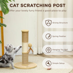 Pawhut Cat Scratching Post With Jute Sisal Rope Toy Ball, 47Cm, Tall Brown - thumbnail 5