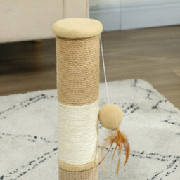 Pawhut Cat Scratching Post With Jute Sisal Rope Toy Ball, 47Cm, Tall Brown - thumbnail 7