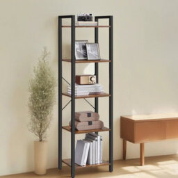 Ledrem 5-Tier Storage Shelf, Freestanding Bookcase For Home Office, Living Room, Industrial, Brown And Black - thumbnail 6