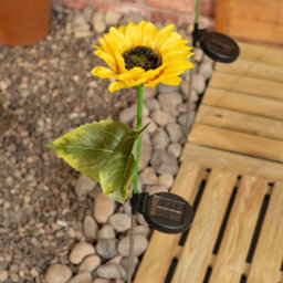 Valuelights 2 Pack Solar Powered Yellow Sunflower Outdoor Spike Lights Garden Stake Lamp - thumbnail 4
