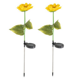 Valuelights 2 Pack Solar Powered Yellow Sunflower Outdoor Spike Lights Garden Stake Lamp - thumbnail 2