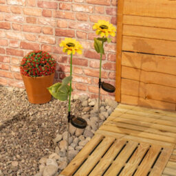 Valuelights 2 Pack Solar Powered Yellow Sunflower Outdoor Spike Lights Garden Stake Lamp - thumbnail 3