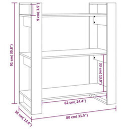 Berkfield Book Cabinet/room Divider Grey 80X35X91 Cm Solid Wood Pine - thumbnail 8