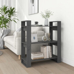 Berkfield Book Cabinet/room Divider Grey 80X35X91 Cm Solid Wood Pine