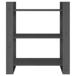 Berkfield Book Cabinet/room Divider Grey 80X35X91 Cm Solid Wood Pine - thumbnail 5