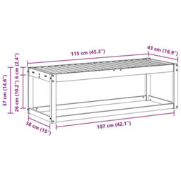 Walplus Outdoor Stool Bench Natural 115 X 43 X 37 Cm Solid Acacia Wood - thumbnail 9