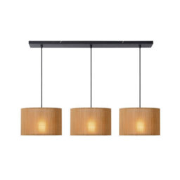Lucide Magius Scandinavian Bar Pendant Light - 3Xe27 - Light Wood - thumbnail 1