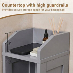 Small Bathroom Storage Cabinet Narrow Bathroom Organiser Toilet Cabinet Grey - thumbnail 3
