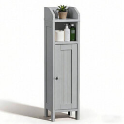 Small Bathroom Storage Cabinet Narrow Bathroom Organiser Toilet Cabinet Grey - thumbnail 1