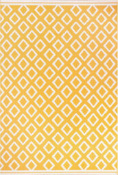 Diamond Pattern Garden Patio Rug - Weatherproof, Mould & Mildew Resistant Indoor Outdoor Mat - Gold, Measures 120 X 170Cm - thumbnail 3