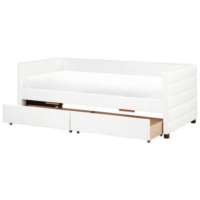 Beliani Daybed With Storage Velvet Marray Ii 90 X 200 Cm (Eu Single) Off-White - image 1