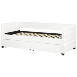 Beliani Daybed With Storage Velvet Marray Ii 90 X 200 Cm (Eu Single) Off-White - thumbnail 5