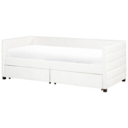 Beliani Daybed With Storage Velvet Marray Ii 90 X 200 Cm (Eu Single) Off-White - thumbnail 4