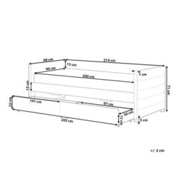 Beliani Daybed With Storage Velvet Marray Ii 90 X 200 Cm (Eu Single) Off-White - thumbnail 3