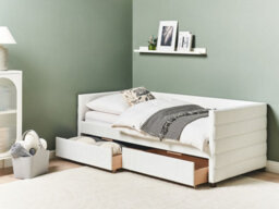 Beliani Daybed With Storage Velvet Marray Ii 90 X 200 Cm (Eu Single) Off-White - thumbnail 2