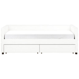 Beliani Daybed With Storage Velvet Marray Ii 90 X 200 Cm (Eu Single) Off-White - thumbnail 6