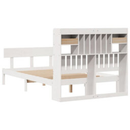 Berkfield Bookcase Bed Without Mattress White 135X190 Cm Double Solid Wood Pine - thumbnail 8