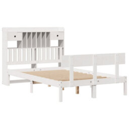 Berkfield Bookcase Bed Without Mattress White 135X190 Cm Double Solid Wood Pine - thumbnail 3