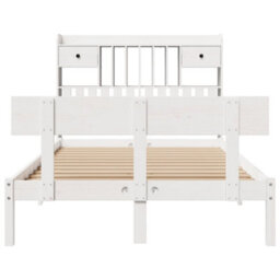 Berkfield Bookcase Bed Without Mattress White 135X190 Cm Double Solid Wood Pine - thumbnail 4