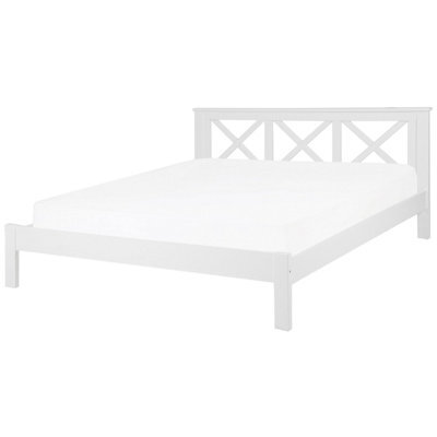 Beliani Bed Pine Wood Tannay 180 X 200 Cm (Eu Super King) White - image 1