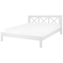 Beliani Bed Pine Wood Tannay 180 X 200 Cm (Eu Super King) White - thumbnail 1