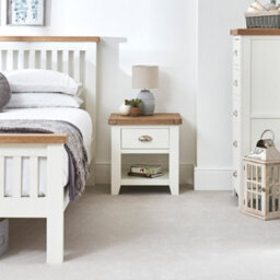 The Furniture Market Cheshire White Painted 1 Drawer Lamp Table With Limed Oak Top Stylish Wooden Bedside Or Side Table, Solid Oak & Pine Construction - thumbnail 3