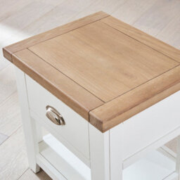 The Furniture Market Cheshire White Painted 1 Drawer Lamp Table With Limed Oak Top Stylish Wooden Bedside Or Side Table, Solid Oak & Pine Construction - thumbnail 6