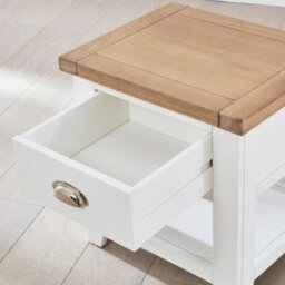 The Furniture Market Cheshire White Painted 1 Drawer Lamp Table With Limed Oak Top Stylish Wooden Bedside Or Side Table, Solid Oak & Pine Construction - thumbnail 5