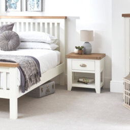 The Furniture Market Cheshire White Painted 1 Drawer Lamp Table With Limed Oak Top Stylish Wooden Bedside Or Side Table, Solid Oak & Pine Construction - thumbnail 4