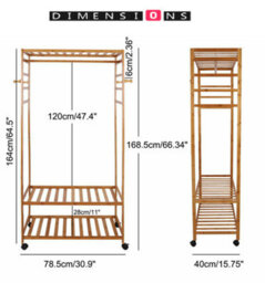 Modcraft Heavy Duty Wooden Clothes Stand Garment For Open Wardrobe With Wheels - thumbnail 8