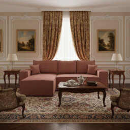 Malaga L Shaped Mdf Corner Sofa Bed With Storage And Pull Out Seat Loose Back Cushions Pink Corduroy Left - thumbnail 2