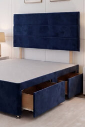 Knight Sleep York Navy Plush 4Ft Divan Bed Base With 2 Drawers & Headboard-Small Double - thumbnail 2