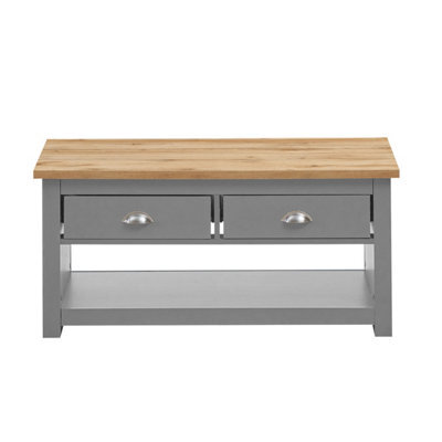 Timber Art Design Lisbon Light Grey Living Room 2 Drawer Coffee Table  Storage Furniture - image 1