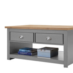 Timber Art Design Lisbon Light Grey Living Room 2 Drawer Coffee Table  Storage Furniture - thumbnail 2