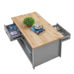 Timber Art Design Lisbon Light Grey Living Room 2 Drawer Coffee Table  Storage Furniture - thumbnail 3