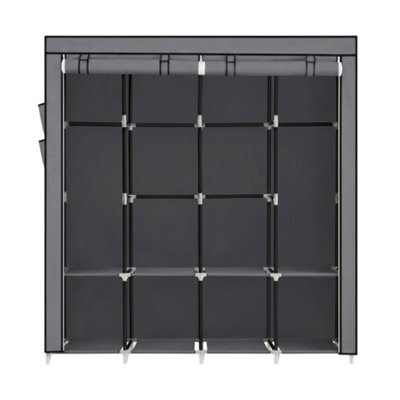 Songmics Closet Organizer With Shelves, 4 Hanging Rails, Fabric Wardrobe For Bedroom, Side Pockets, Grey - image 1