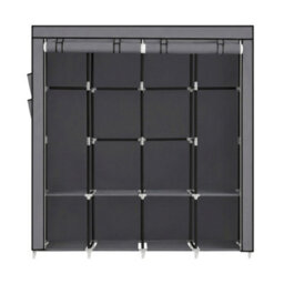 Songmics Closet Organizer With Shelves, 4 Hanging Rails, Fabric Wardrobe For Bedroom, Side Pockets, Grey