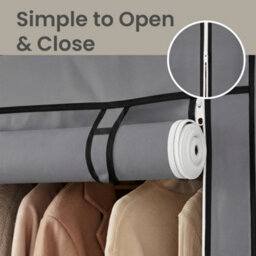Songmics Closet Organizer With Shelves, 4 Hanging Rails, Fabric Wardrobe For Bedroom, Side Pockets, Grey - thumbnail 8