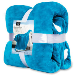 Ehc Warm & Soft Sherpa Flannel Fleece Microfiber Blanket, Double Bed, Turquoise - 150 Cm X 200 Cm - thumbnail 7