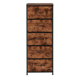 Levede 5 Drawer Wooden Chest Of Drawers Vintage Brown Bedroom Storage Unit - thumbnail 3