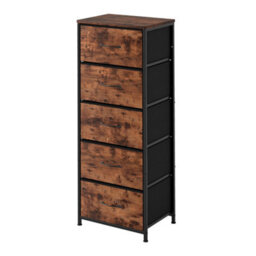 Levede 5 Drawer Wooden Chest Of Drawers Vintage Brown Bedroom Storage Unit - thumbnail 2